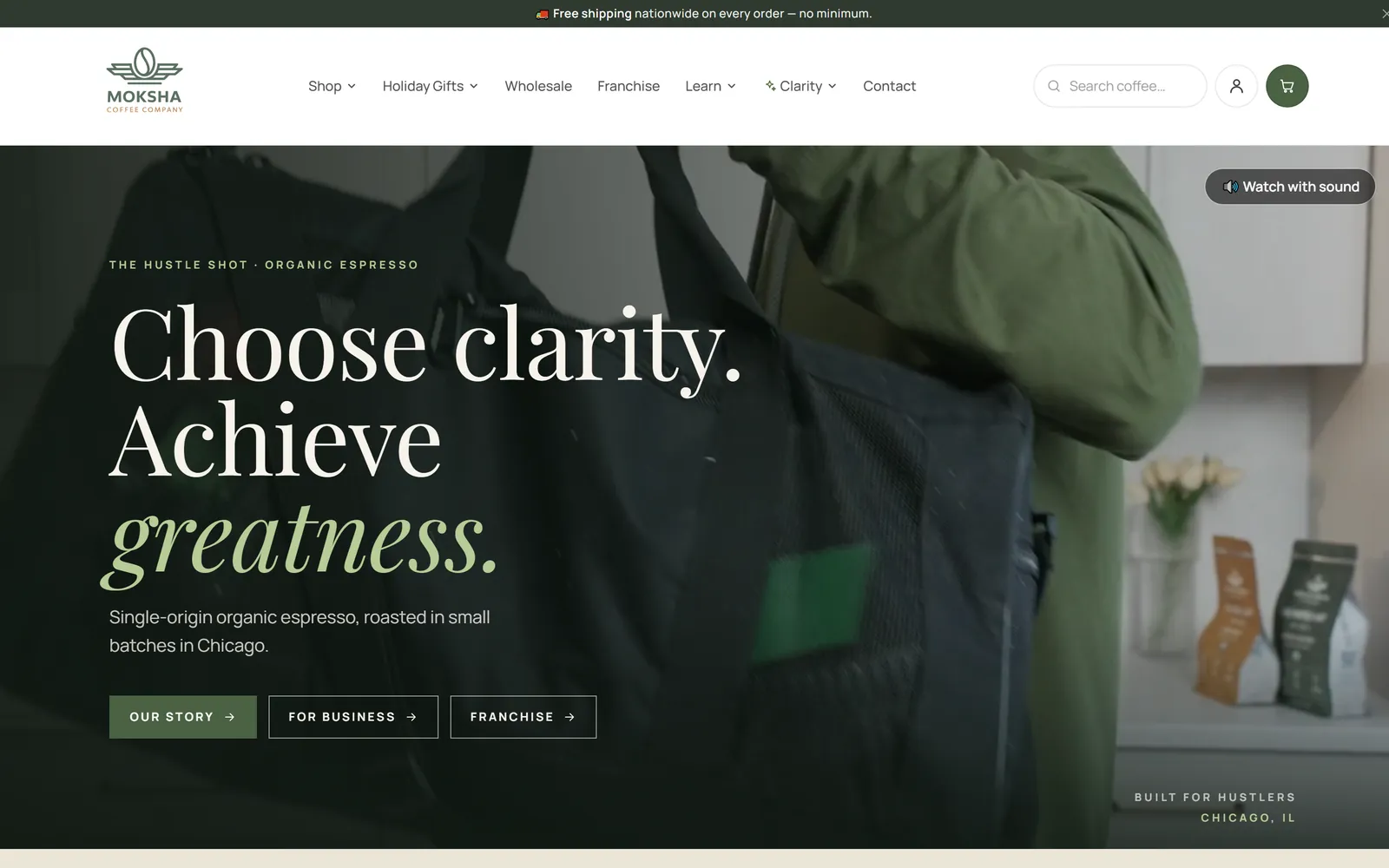 Moksha Coffee — the live site