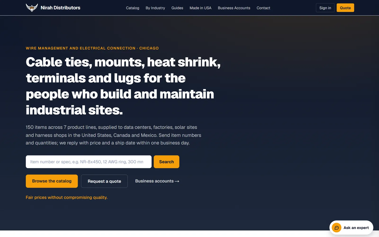 Nirah Distributors — the live site